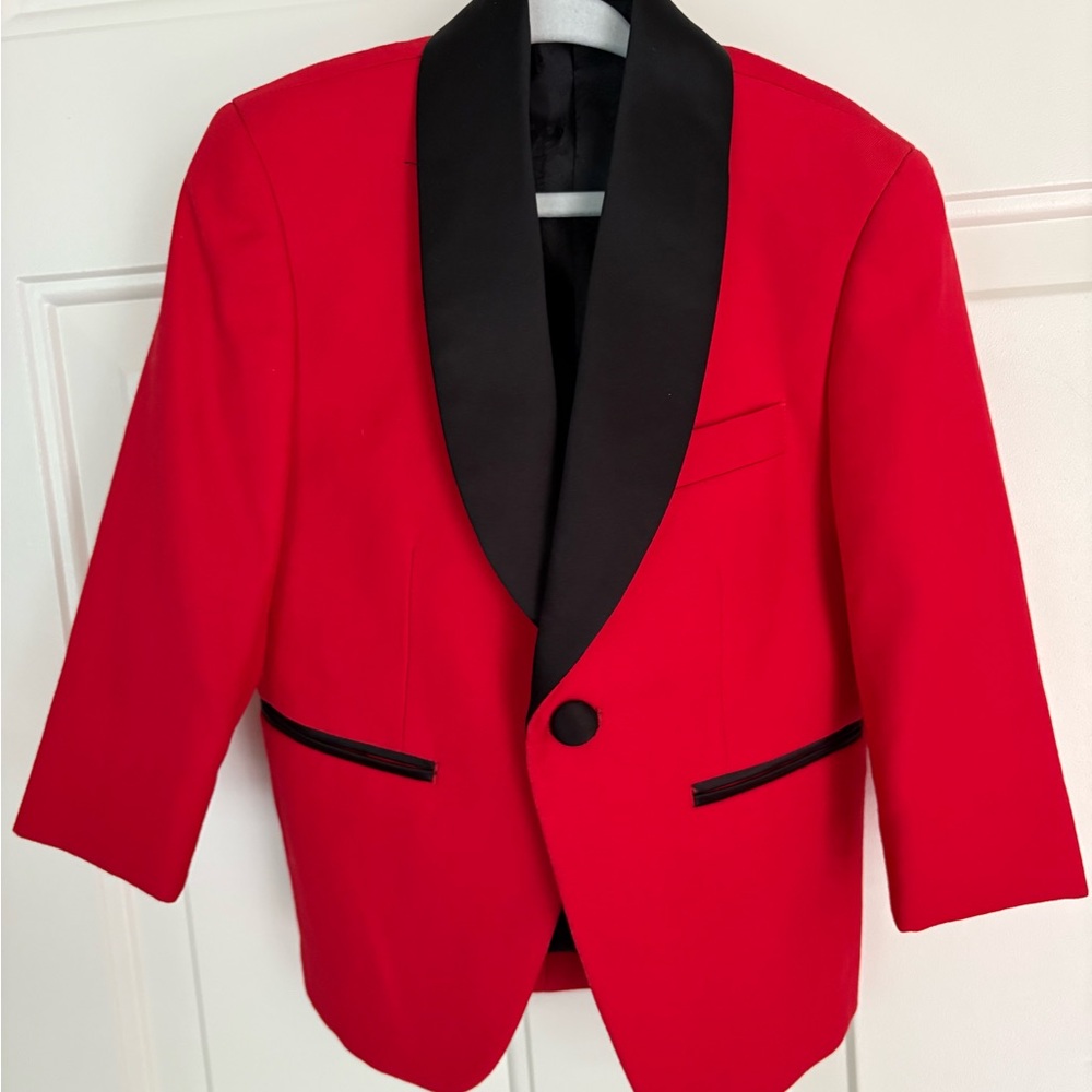 RDI Tuxedo Blazer Red Black Shawl Collar